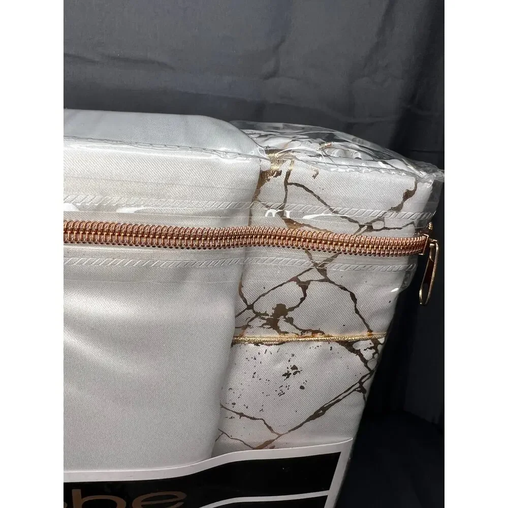 bebe 6 Pc White Satin Queen Size Sheet Set with 2 Bonus Pillowcases NIP